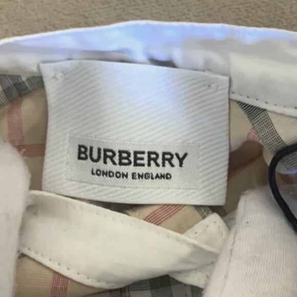 Burberry Unisex Colton Classic Check Romper Jumpsuit, Pale Stone, Sz 3 Mths, NWT - Picture 10 of 11